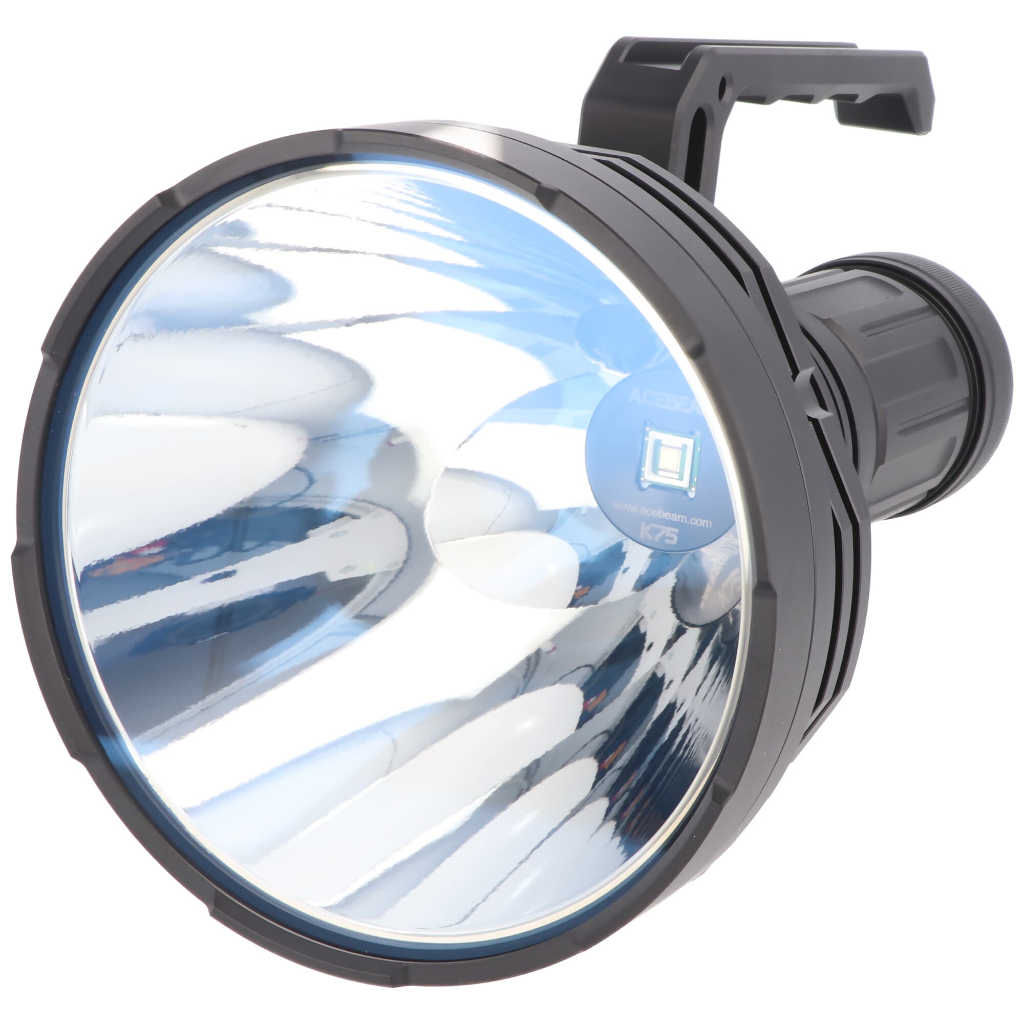 AceBeam K75 2.0 avec LED blanche, 6 300 lumens et portée de 2 500 mètres, livré sans les 4 piles Li-Ion 18650 nécessaires